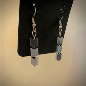 Pewter color arrow style earrings